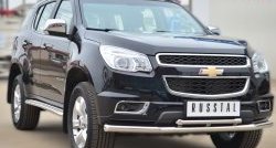 26 599 р. Защита переднего бампера (2 трубыØ63 и 42 мм, нержавейка) SLITKOFF Chevrolet Trailblazer GM800 дорестайлинг (2012-2016)  с доставкой в г. Королёв. Увеличить фотографию 4