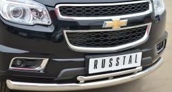 26 999 р. Защита переднего бампера (2 трубыØ76 и 42 мм, нержавейка) SLITKOFF  Chevrolet Trailblazer  GM800 (2012-2016) дорестайлинг  с доставкой в г. Королёв. Увеличить фотографию 2