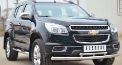 26 999 р. Защита переднего бампера (2 трубыØ76 и 42 мм, нержавейка) SLITKOFF  Chevrolet Trailblazer  GM800 (2012-2016) дорестайлинг  с доставкой в г. Королёв. Увеличить фотографию 4