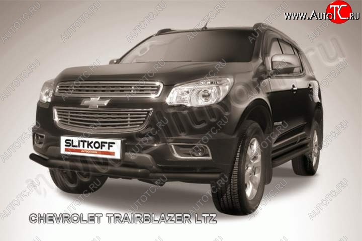 10 449 р. Защита переднего бампера из труб d57 Slitkoff Chevrolet Trailblazer GM800 дорестайлинг (2012-2016) (Цвет: серебристый)  с доставкой в г. Королёв