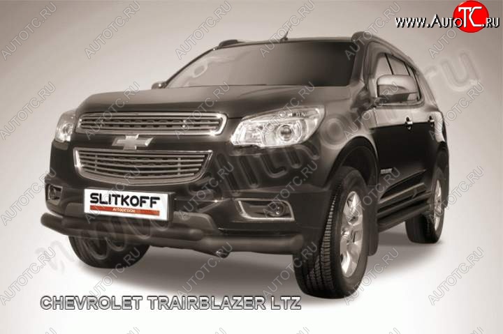 9 949 р. Защита переднего бампера d76 и d57 Slitkoff  Chevrolet Trailblazer  GM800 (2012-2016) дорестайлинг (Цвет: серебристый)  с доставкой в г. Королёв