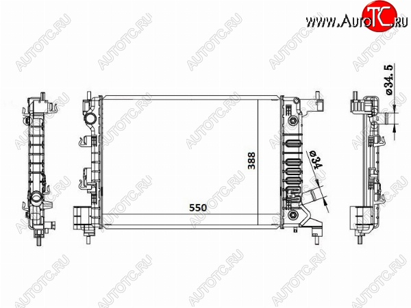 6 899 р. Радиатор двигателя SAT (пластинчатый, МКПП/АКПП)  Chevrolet Aveo  T300 - Cobalt  с доставкой в г. Королёв