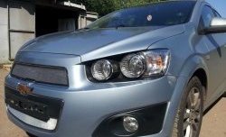 1 539 р. Нижняя сетка на бампер Russtal (хром) Chevrolet Aveo T300 седан (2011-2015)  с доставкой в г. Королёв. Увеличить фотографию 3