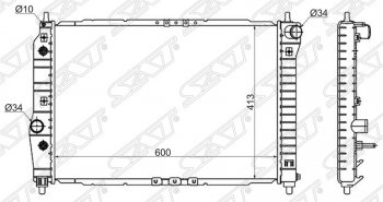 Радиатор двигателя SAT (пластинчатый, 1.4, МКПП/АКПП) Chevrolet (Шевролет) Aveo (Авео)  T200 (2002-2008), Daewoo (Даеву) Kalos (Калос) (2002-2008)