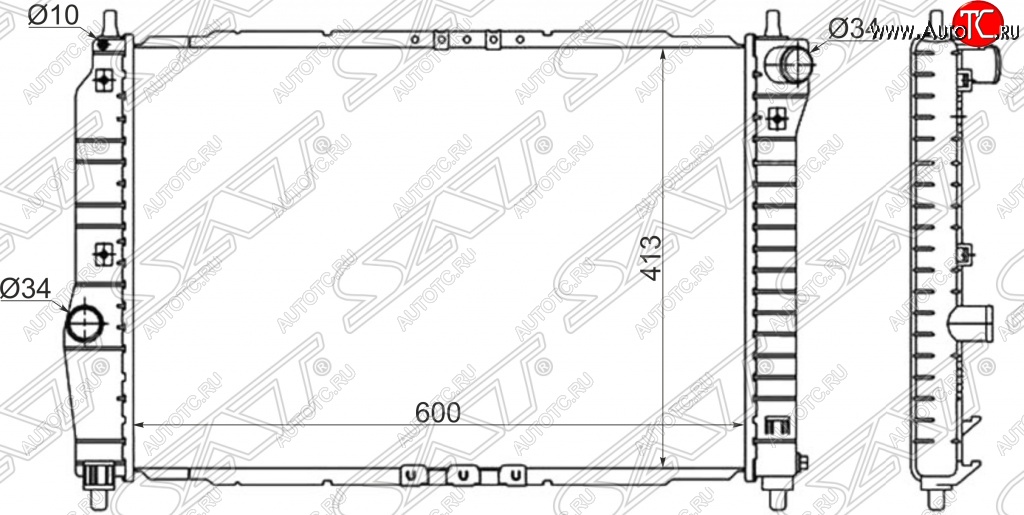 3 589 р. Радиатор двигателя SAT (трубчатый, 1.4, МКПП)  Chevrolet Aveo  T200 (2002-2008), Daewoo Kalos (2002-2008)  с доставкой в г. Королёв