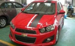 3 699 р. Накладка на передний бампер CT Chevrolet Aveo T300 хэтчбек (2011-2015) (Неокрашенная)  с доставкой в г. Королёв. Увеличить фотографию 2