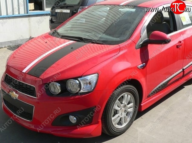 3 699 р. Накладка на передний бампер CT Chevrolet Aveo T300 хэтчбек (2011-2015) (Неокрашенная)  с доставкой в г. Королёв