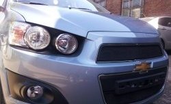 1 469 р. Нижняя сетка на бампер Russtal (черная)  Chevrolet Aveo  T300 (2011-2015) седан, хэтчбек  с доставкой в г. Королёв. Увеличить фотографию 2