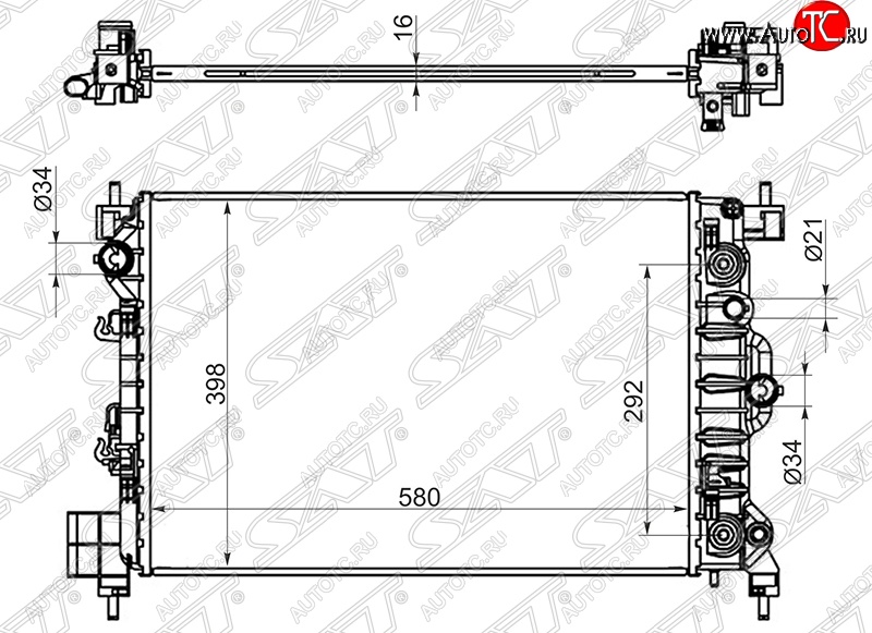 7 999 р. Радиатор двигателя SAT (пластинчатый, 1.6, АКПП/МКПП)  Chevrolet Aveo  T300 (2011-2015), Chevrolet Cobalt (2011-2023), Opel Mokka (2012-2016), Ravon R4 (2016-2020)  с доставкой в г. Королёв