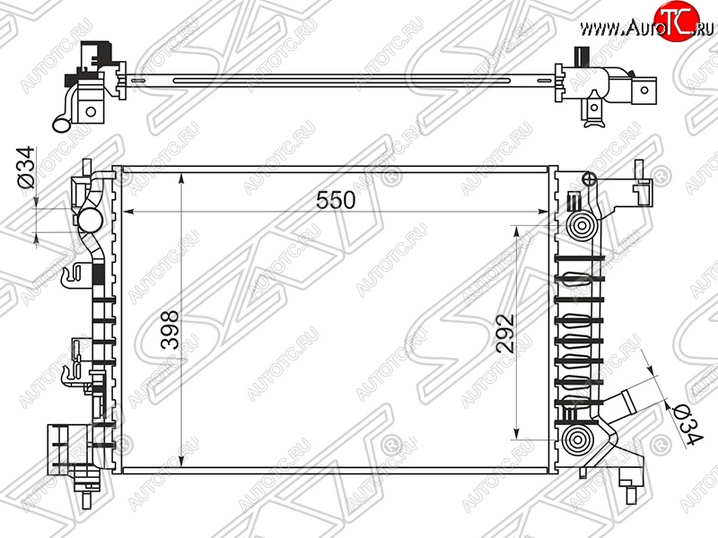 8 549 р. Радиатор двигателя SAT (пластинчатый, 1.2/1.4, АКПП) Chevrolet Aveo T300 седан (2011-2015)  с доставкой в г. Королёв