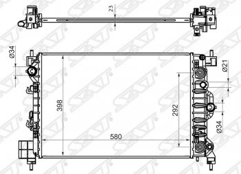 Радиатор двигателя SAT (трубчатый, 1.6, МКПП/АКПП) Chevrolet Aveo T300 седан (2011-2015)