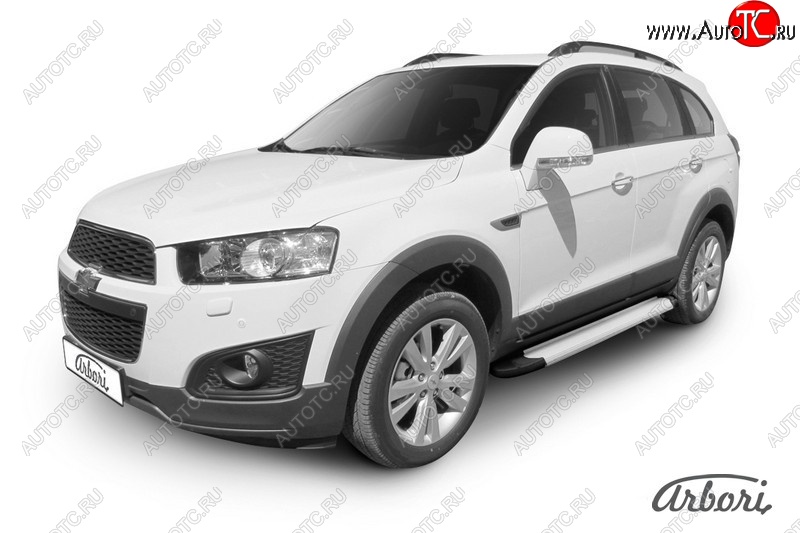 10 979 р. Порожки для ног Arbori Optima Silver Chevrolet Captiva 2-ой рестайлинг (2013-2016)  с доставкой в г. Королёв