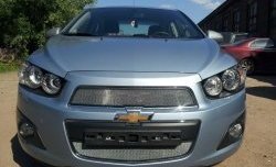 3 199 р. Сетка на бампер Russtal (хром) Chevrolet Captiva 2-ой рестайлинг (2013-2016)  с доставкой в г. Королёв. Увеличить фотографию 3