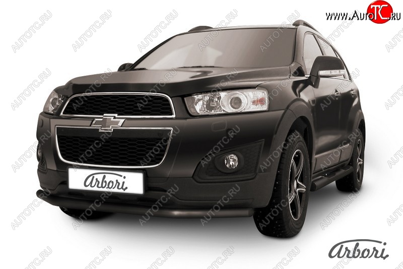 6 389 р. Защита переднего бампера Arbori (черная, 1 труба d57 mm). Chevrolet Captiva 2-ой рестайлинг (2013-2016)  с доставкой в г. Королёв