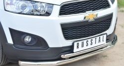 20 099 р. Защита переднего бампера (2 трубыØ63 и 42 мм, нержавейка) SLITKOFF Chevrolet Captiva 2-ой рестайлинг (2013-2016)  с доставкой в г. Королёв. Увеличить фотографию 2