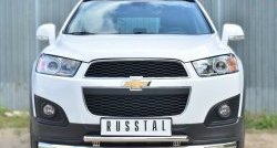 18 399 р. Защита переднего бампера (2 трубыØ63 и 42 мм, нержавейка) SLITKOFF  Chevrolet Captiva (2013-2016) 2-ой рестайлинг  с доставкой в г. Королёв. Увеличить фотографию 1