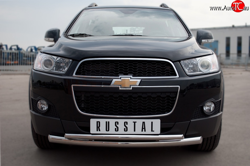 15 999 р. Защита переднего бампера (2 трубыØ63 и 42 мм, нержавейка) SLITKOFF  Chevrolet Captiva (2006-2011)  дорестайлинг  с доставкой в г. Королёв