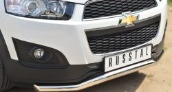 15 449 р. Защита переднего бампера (Ø63 мм волна, нержавейка) SLITKOFF Chevrolet Captiva 2-ой рестайлинг (2013-2016)  с доставкой в г. Королёв. Увеличить фотографию 2