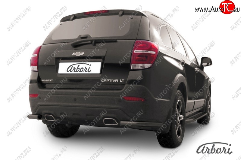 5 399 р. Защита заднего бампера Arbori (уголки, черная, 1 труба d57 mm). Chevrolet Captiva 2-ой рестайлинг (2013-2016)  с доставкой в г. Королёв