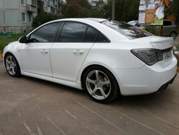 4 099 р. Пороги накладки пластиковые CT Chevrolet Cruze J300 седан дорестайлинг (2009-2012) (Неокрашенные)  с доставкой в г. Королёв. Увеличить фотографию 2