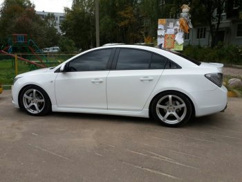 4 099 р. Пороги накладки пластиковые CT Chevrolet Cruze J300 седан дорестайлинг (2009-2012) (Неокрашенные)  с доставкой в г. Королёв. Увеличить фотографию 3