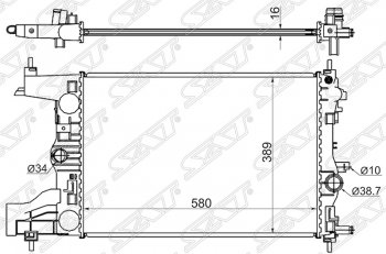 Радиатор двигателя SAT (пластинчатый, 1,4/1,6/1,8, МКПП) Chevrolet Cruze (J300,  J305,  J308), Orlando, Opel Astra (J), Zafira (С,  C)