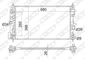 Радиатор двигателя SAT (пластинчатый, 1.4T/1.6T, МКПП/АКПП) Chevrolet Cruze (J300,  J305,  J308), Opel Astra (J), Zafira (С,  C)