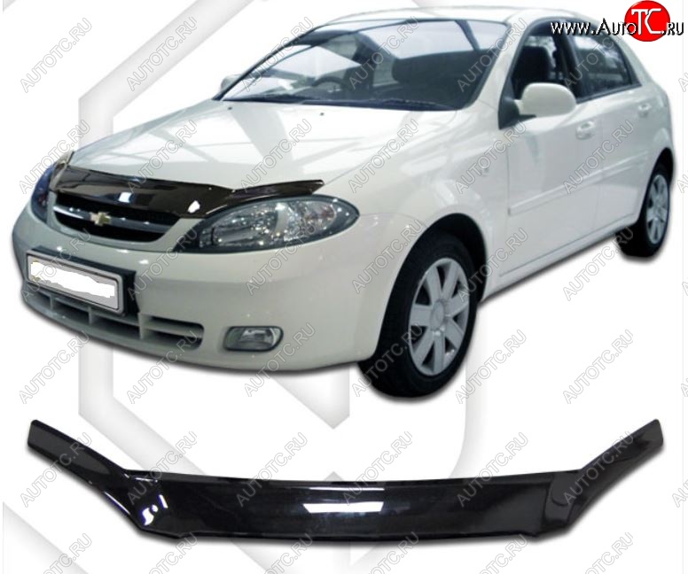 2 049 р. Дефлектор капота CA-Plastic Chevrolet Lacetti хэтчбек (2002-2013) (Classic черный, Без надписи)  с доставкой в г. Королёв