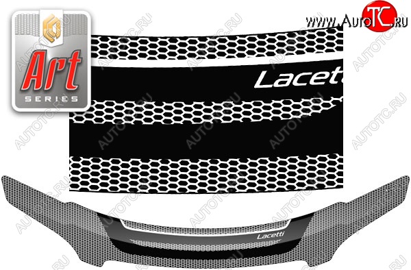 2 289 р. Дефлектор капота CA-Plastiс  Chevrolet Lacetti  универсал (2002-2013) (Серия Art серебро)  с доставкой в г. Королёв