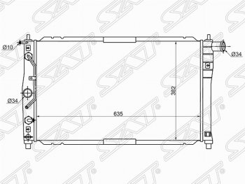 Радиатор двигателя SAT ( (пластинчатый, 1.3/1.5/1.6, АКПП, кондиционер) Daewoo Lanos T100 дорестайлинг, седан (1997-2002)