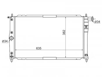 Радиатор двигателя SAT (трубчатый, 1.3/1.5/1.6, МКПП, кондиционер). Daewoo Lanos T100 дорестайлинг, седан (1997-2002)