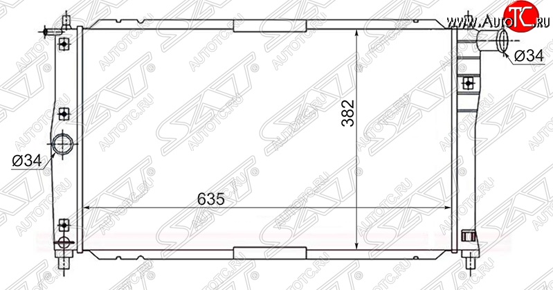 3 499 р. Радиатор двигателя SAT (трубчатый, 1.3/1.5/1.6, МКПП, кондиционер) Daewoo Lanos T100 дорестайлинг, седан (1997-2002)  с доставкой в г. Королёв