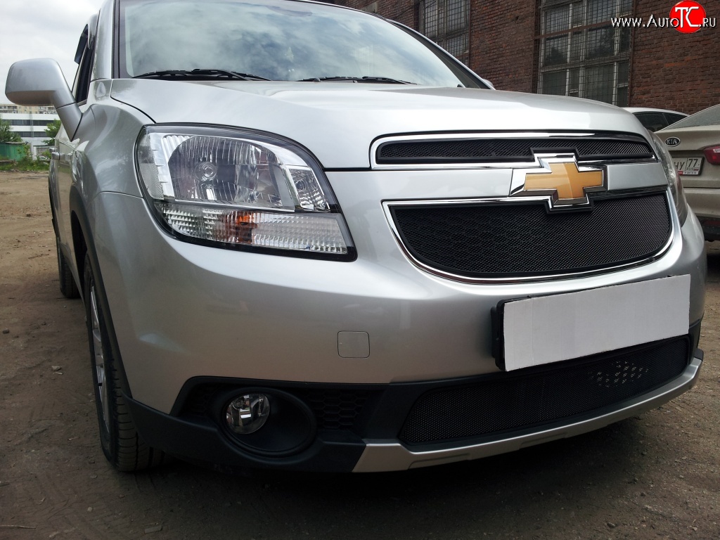 1 389 р. Сетка в решетку радиатора (верхняя) Russtal  Chevrolet Orlando (2011-2018) (черная)  с доставкой в г. Королёв