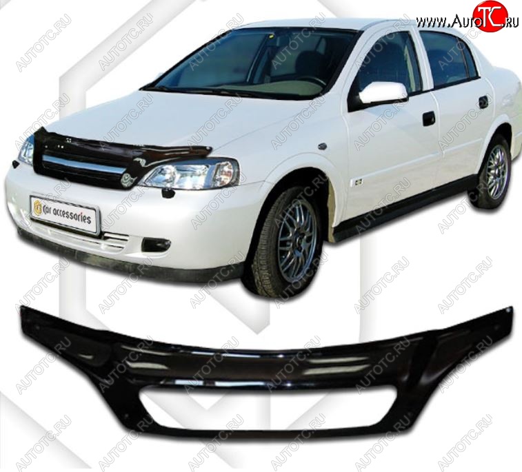 2 499 р. Дефлектор капота CA-Plastic exclusive  Chevrolet Viva (2005-2008) (Classic черный, Без надписи)  с доставкой в г. Королёв