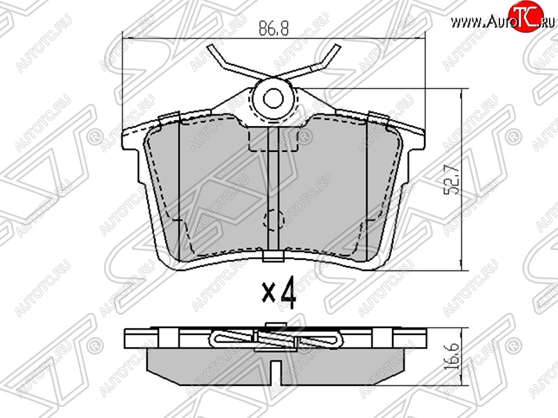 1 079 р. Колодки тормозные SAT (задние)  Peugeot Partner  B9 (2012-2018) 1-ый рестайлинг, 2-ой рестайлинг  с доставкой в г. Королёв