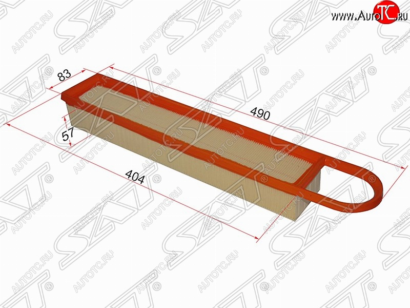 489 р. Фильтр воздушный двигателя SAT (490/404х83х57 mm)  CITROEN C3 (дорестайлинг), C4 (B7), DS3 (PF1), Peugeot 207 (WK,  WA,  WC), 3008, 308 (T7)  с доставкой в г. Королёв