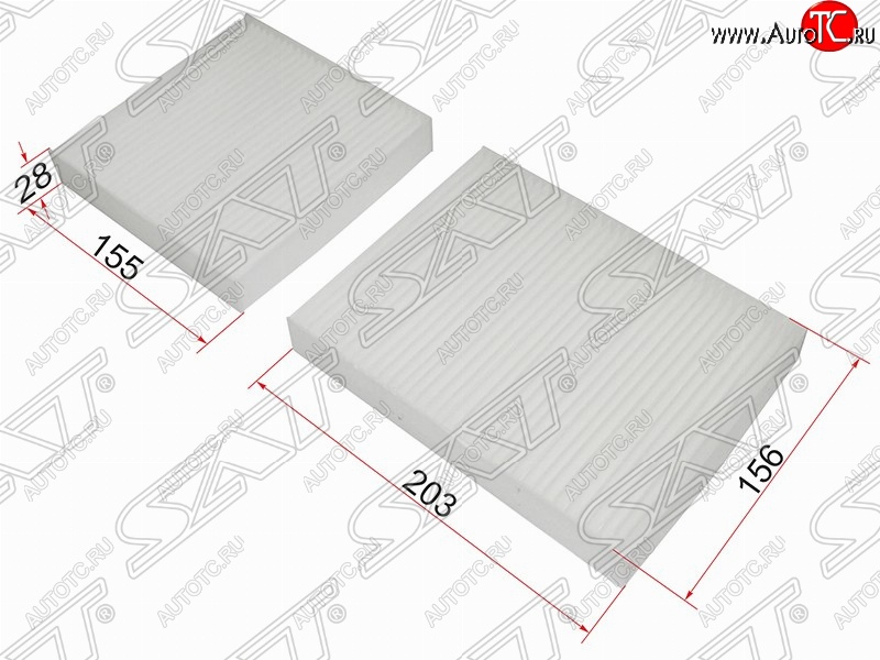 319 р. Фильтр салонный SAT (комплект, 155х156х28/203x156x28 mm)  CITROEN C3  дорестайлинг (2009-2015), CITROEN DS3  PF1 (2009-2016), Peugeot 2008 (2013-2019), Peugeot 207 ( WK,  WA,  WC) (2006-2012), Peugeot 208  1 (2012-2019)  с доставкой в г. Королёв