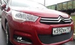 1 469 р. Сетка на бампер (хетчбек) Russtal (черная) CITROEN C4 B7 хэтчбэк 5 дв. (2011-2018)  с доставкой в г. Королёв. Увеличить фотографию 2