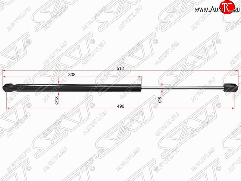 649 р. Упор крышки багажника SAT (газовый)  CITROEN C4 (2008-2011)  рестайлинг, хэтчбэк 3 дв.,  рестайлинг, хэтчбэк 5 дв.  с доставкой в г. Королёв