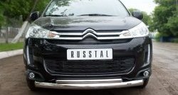 21 649 р. Защита переднего бампера (2 трубыØ76 и 42 мм, нержавейка) SLITKOFF  CITROEN C4 aircross (2012-2017)  с доставкой в г. Королёв. Увеличить фотографию 3