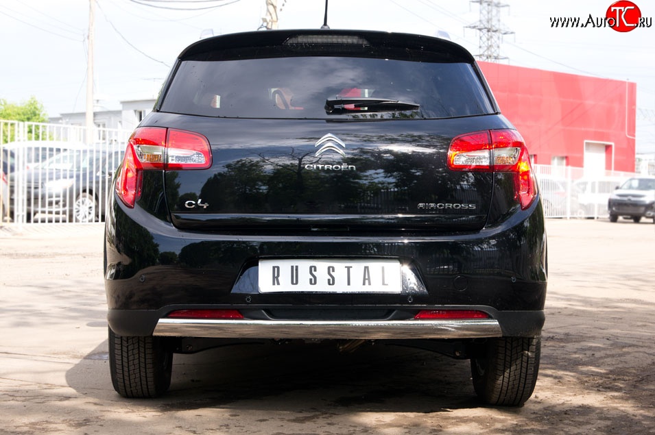 18 549 р. Защита заднего бампера (Ø75x42 мм, нержавейка) Russtal CITROEN C4 aircross (2012-2017)  с доставкой в г. Королёв