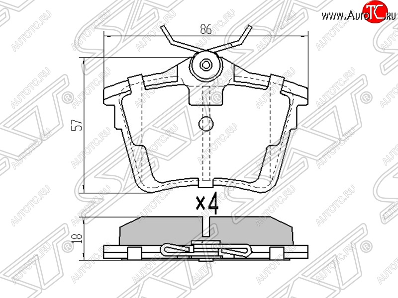 1 029 р. Колодки тормозные SAT (задние)  CITROEN C5 ( RD,  RW) (2008-2017), Peugeot 407 ( седан,  универсал) (2004-2011), Peugeot 607 (2000-2009)  с доставкой в г. Королёв