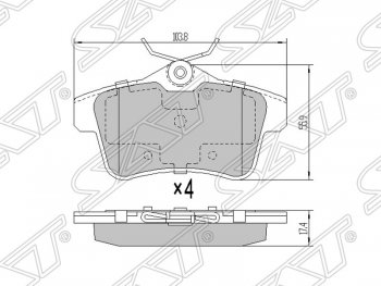 Колодки тормозные SAT (задние) CITROEN C4 (B7), DS4 (PF1), DS5 (PF2), Peugeot 3008, 5008 (T8), 508 (седан,  универсал)