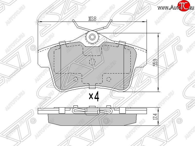 1 199 р. Колодки тормозные SAT (задние)  CITROEN C4 (B7), DS4 (PF1), DS5 (PF2), Peugeot 3008, 5008 (T8), 508 (седан,  универсал)  с доставкой в г. Королёв