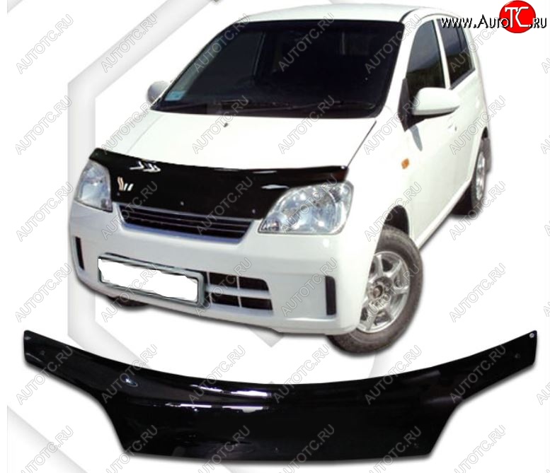 2 099 р. Дефлектор капота (кузов L250S, L250V, L260S) CA-Plastic  Daihatsu Mira (2003-2007) (Classic черный, Без надписи)  с доставкой в г. Королёв