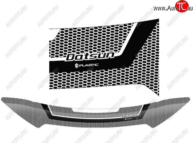 2 289 р. Дефлектор капота CA-Plastiс  Datsun on-DO (2014-2019) седан дорестайлинг (Серия Art серебро)  с доставкой в г. Королёв