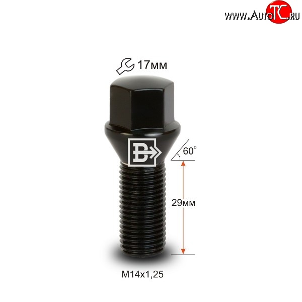 171 р. Колёсный болт длиной 29 мм Вектор M14 1.25 29 под гаечный ключ (пос.место: конус)  Audi A4 B9, BMW A4 (B9), Ford Galaxy 2, Mini Galaxy (2), Toyota Supra (A90)  с доставкой в г. Королёв