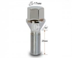 Колёсный болт длиной 28 мм Вектор M12 1.25 28 под гаечный ключ ГАЗ 31107 (2004-2009) 