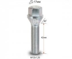 Колёсный болт длиной 42 мм Вектор M12 1.25 42 под гаечный ключ Nissan Rasheen Forza (1998-2000) 