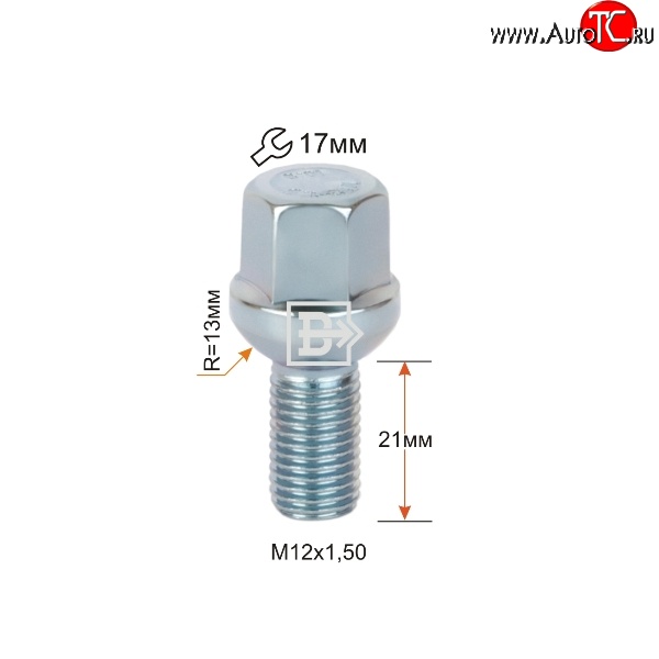 92 р. Колёсный болт длиной 21 мм Вектор M12 1.5 21 под гаечный ключ Geely Coolray SX11 рестайлинг (2023-2024)